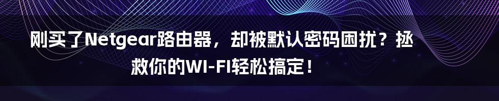 刚买了Netgear路由器，却被默认密码困扰？拯救你的WI-FI轻松搞定！