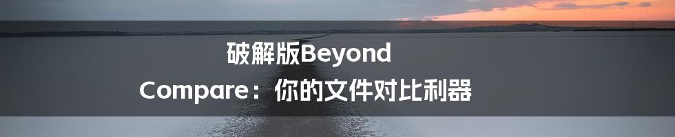 破解版Beyond Compare：你的文件对比利器