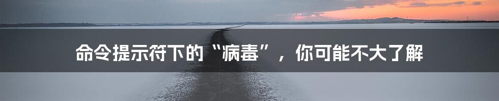 命令提示符下的“病毒”，你可能不大了解