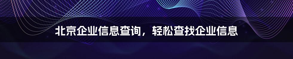 北京企业信息查询，轻松查找企业信息