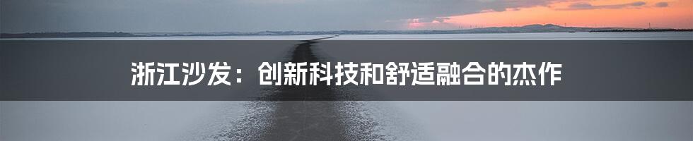 浙江沙发：创新科技和舒适融合的杰作