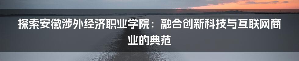 探索安徽涉外经济职业学院：融合创新科技与互联网商业的典范