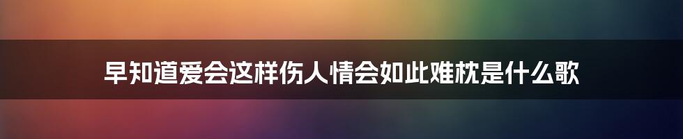 早知道爱会这样伤人情会如此难枕是什么歌