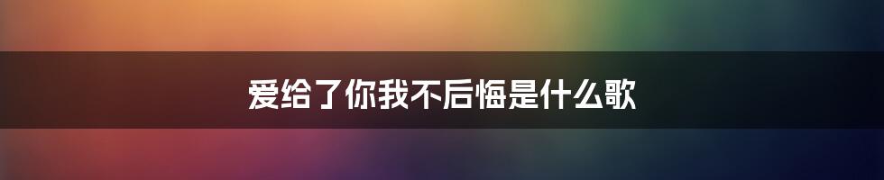 爱给了你我不后悔是什么歌