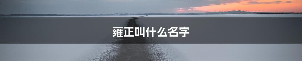 雍正叫什么名字