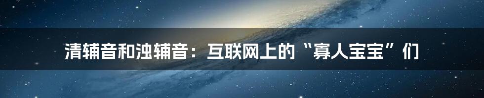 清辅音和浊辅音：互联网上的“寡人宝宝”们