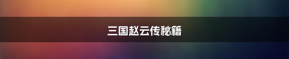 三国赵云传秘籍