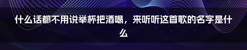 什么话都不用说举杯把酒喝，来听听这首歌的名字是什么