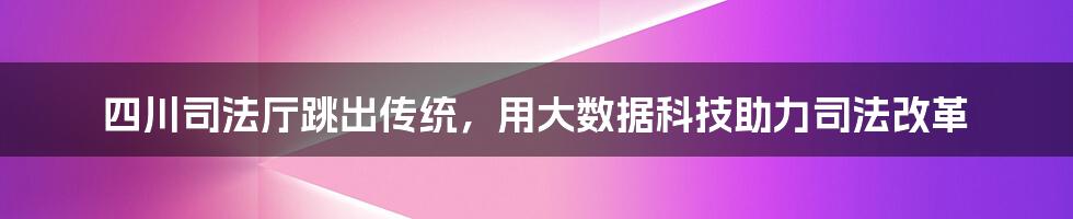 四川司法厅跳出传统，用大数据科技助力司法改革