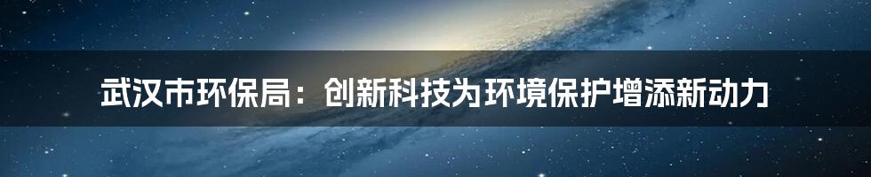 武汉市环保局：创新科技为环境保护增添新动力