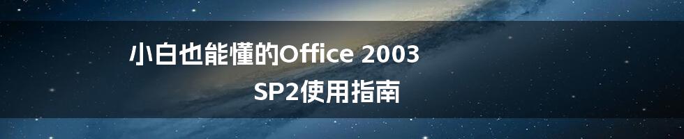 小白也能懂的Office 2003 SP2使用指南