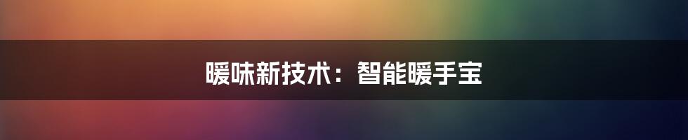 暖味新技术：智能暖手宝