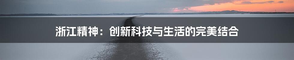 浙江精神：创新科技与生活的完美结合