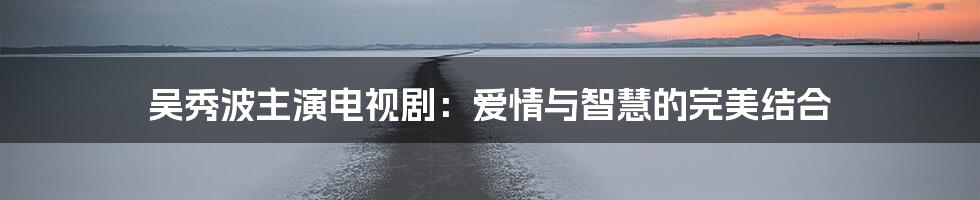吴秀波主演电视剧：爱情与智慧的完美结合