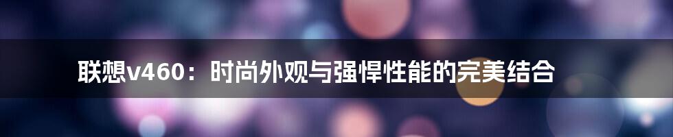 联想v460：时尚外观与强悍性能的完美结合