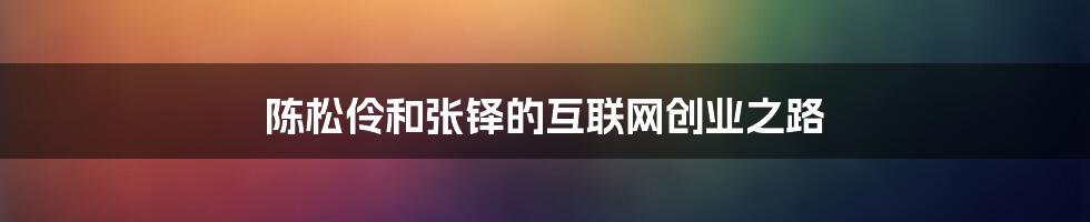 陈松伶和张铎的互联网创业之路