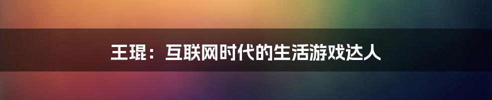 王琨：互联网时代的生活游戏达人