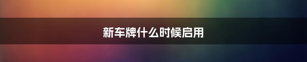 新车牌什么时候启用