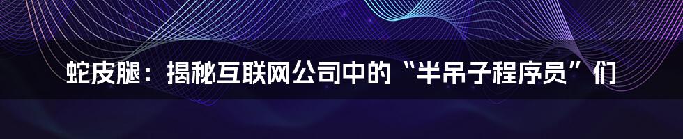 蛇皮腿：揭秘互联网公司中的“半吊子程序员”们