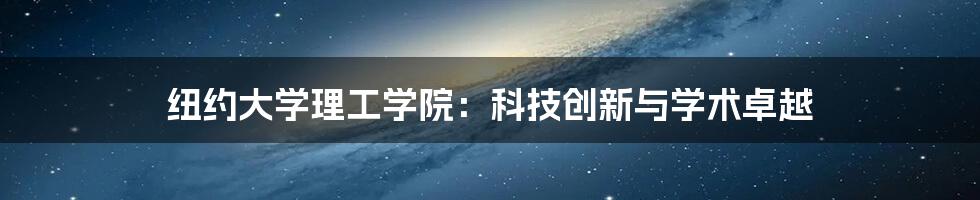 纽约大学理工学院：科技创新与学术卓越