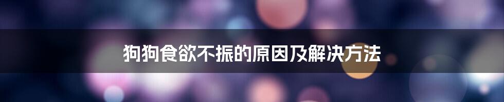 狗狗食欲不振的原因及解决方法