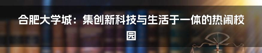 合肥大学城：集创新科技与生活于一体的热闹校园