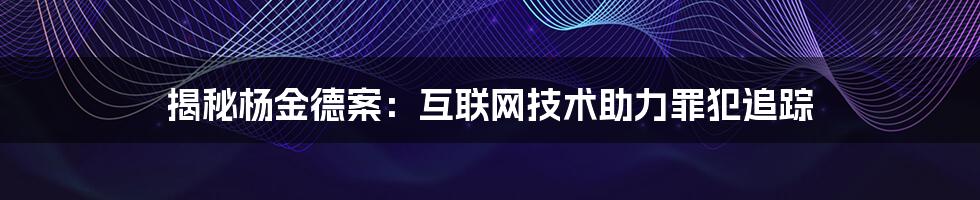 揭秘杨金德案：互联网技术助力罪犯追踪