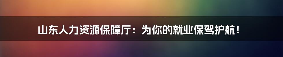 山东人力资源保障厅：为你的就业保驾护航！