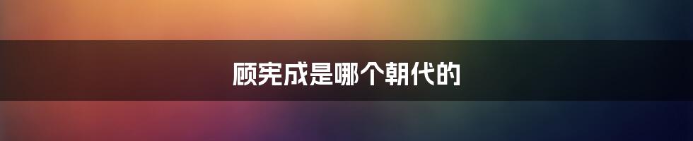 顾宪成是哪个朝代的