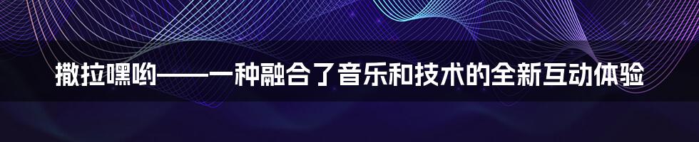 撒拉嘿哟——一种融合了音乐和技术的全新互动体验