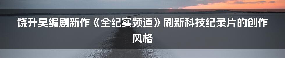 饶升昊编剧新作《全纪实频道》刷新科技纪录片的创作风格