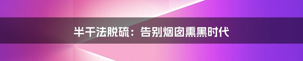 半干法脱硫：告别烟囱熏黑时代