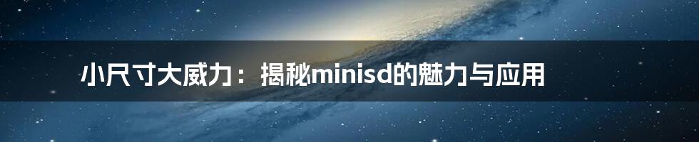 小尺寸大威力：揭秘minisd的魅力与应用