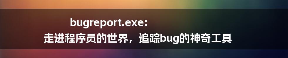 bugreport.exe: 走进程序员的世界，追踪bug的神奇工具