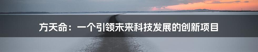 方天命：一个引领未来科技发展的创新项目