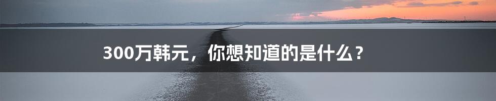 300万韩元，你想知道的是什么？