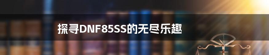 探寻DNF85SS的无尽乐趣