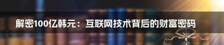 解密100亿韩元：互联网技术背后的财富密码