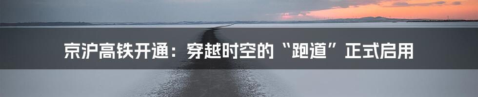 京沪高铁开通：穿越时空的“跑道”正式启用