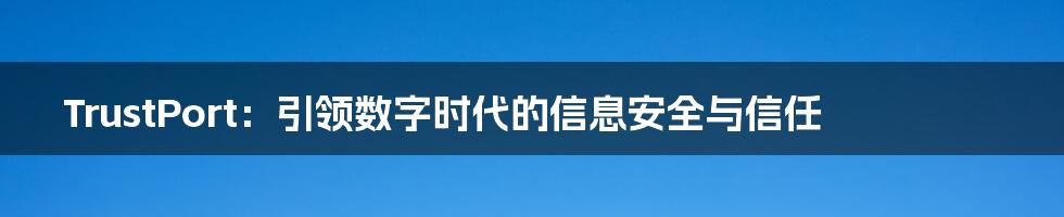 TrustPort：引领数字时代的信息安全与信任