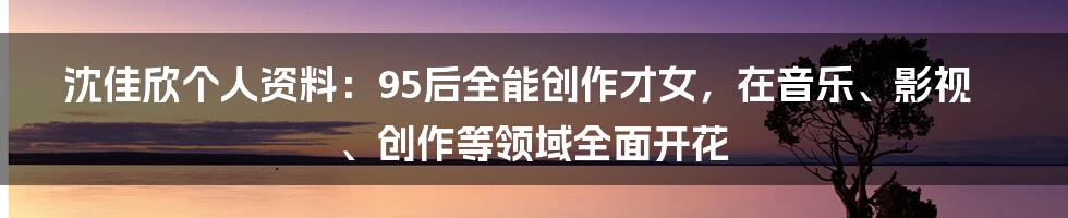 沈佳欣个人资料：95后全能创作才女，在音乐、影视、创作等领域全面开花