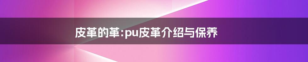 皮革的革:pu皮革介绍与保养