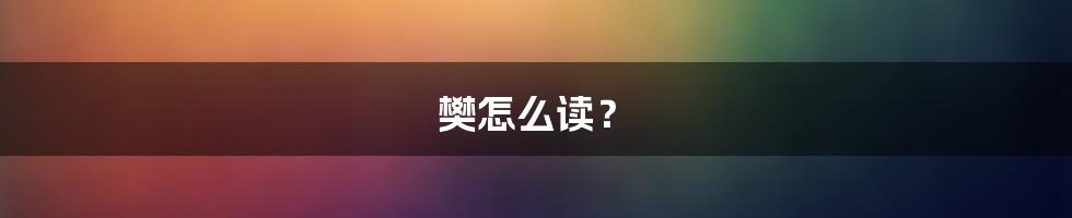 樊怎么读？