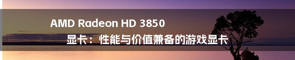 AMD Radeon HD 3850 显卡：性能与价值兼备的游戏显卡