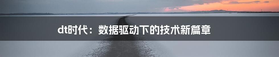 dt时代：数据驱动下的技术新篇章