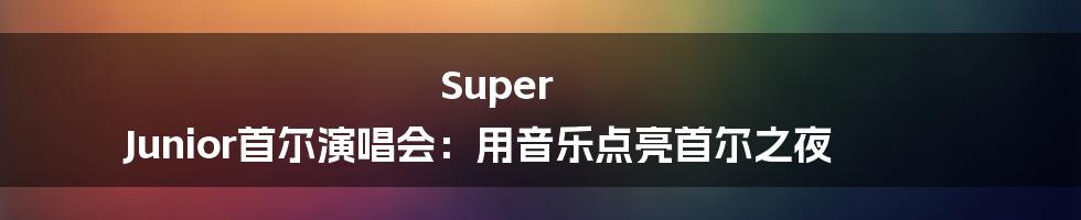 Super Junior首尔演唱会：用音乐点亮首尔之夜