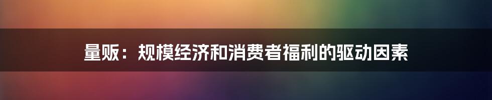 量贩：规模经济和消费者福利的驱动因素