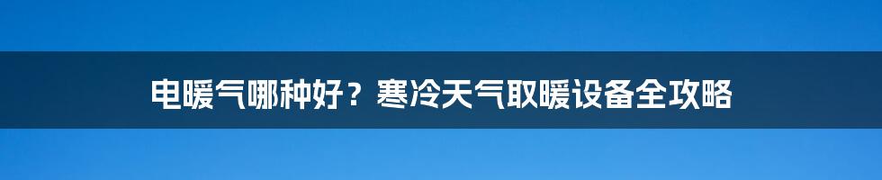 电暖气哪种好？寒冷天气取暖设备全攻略