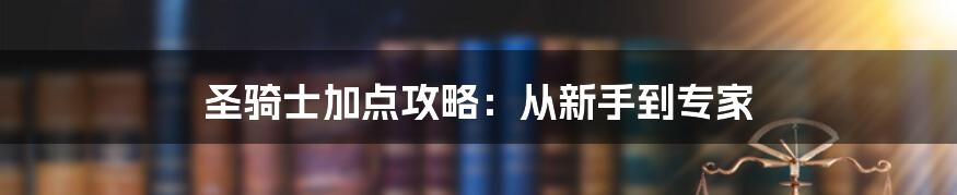 圣骑士加点攻略：从新手到专家