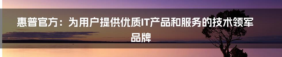 惠普官方：为用户提供优质IT产品和服务的技术领军品牌